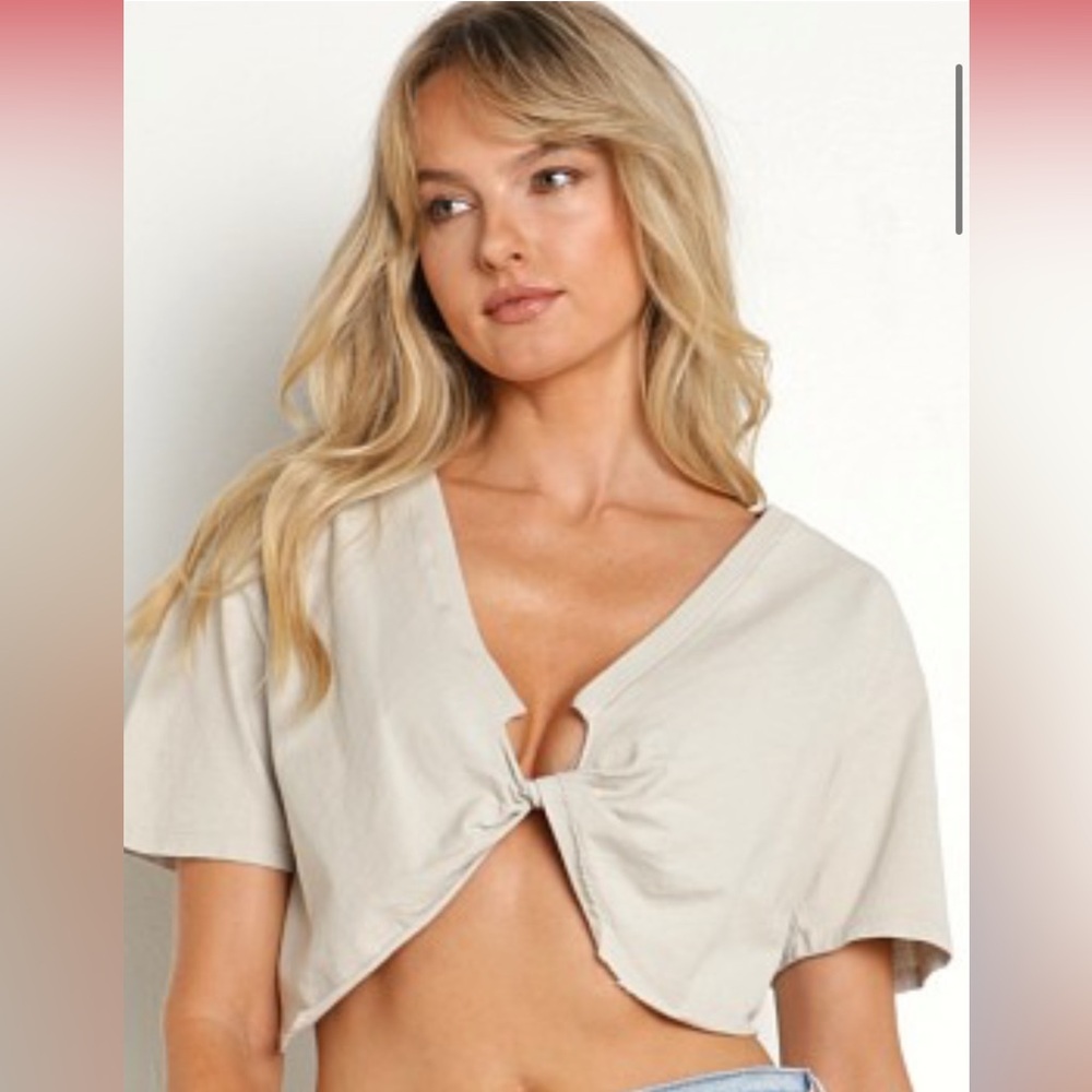 Joah Brown Cream Twist Crop Top